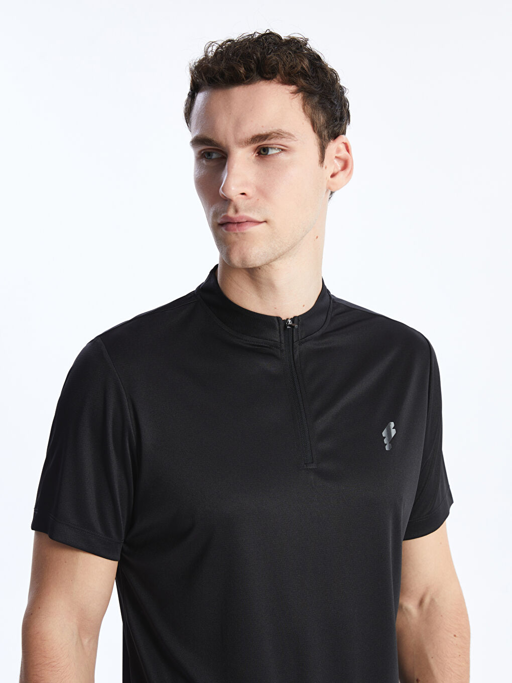 DRY-TECH Zipper Standing Collar Short Sleeve Men's T-Shirt -S44516Z8-CVL