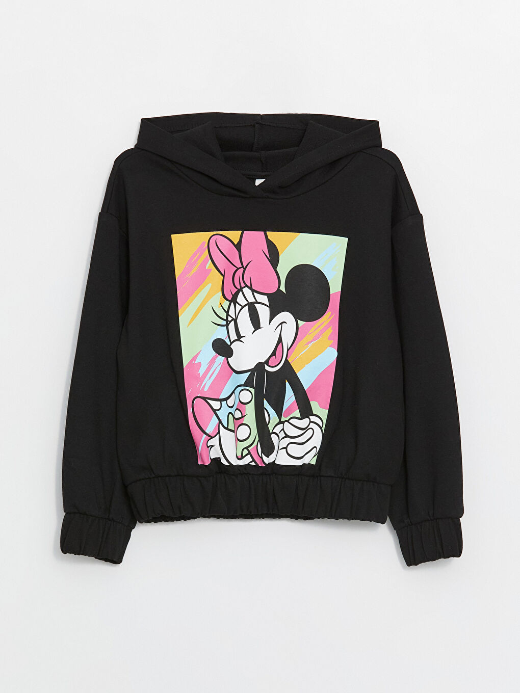 LCW Kids Siyah Minnie Mouse Baskılı Uzun Kollu Kız Çocuk Hoodie - 3