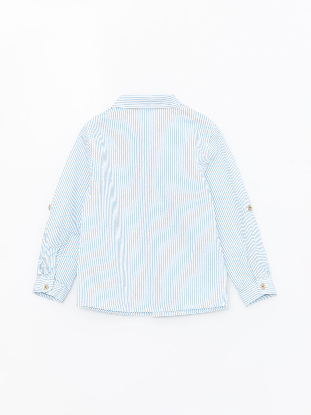 Mavi Uzun Kollu Çizgili Erkek Bebek Gömlek-1