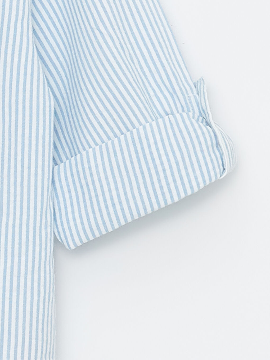 Mavi Uzun Kollu Çizgili Erkek Bebek Gömlek-2