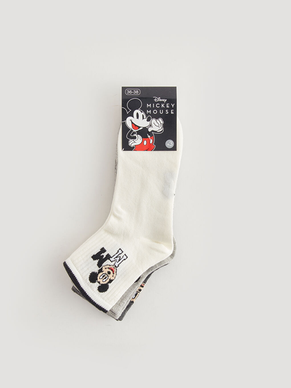 Mickey Mouse Printed Women's Socks 3-Pack -S44634Z8-FFB