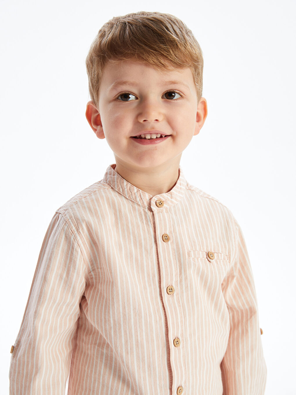 Grandad Collar Long Sleeve Striped Baby Boy Shirt -S44646Z1-LHJ