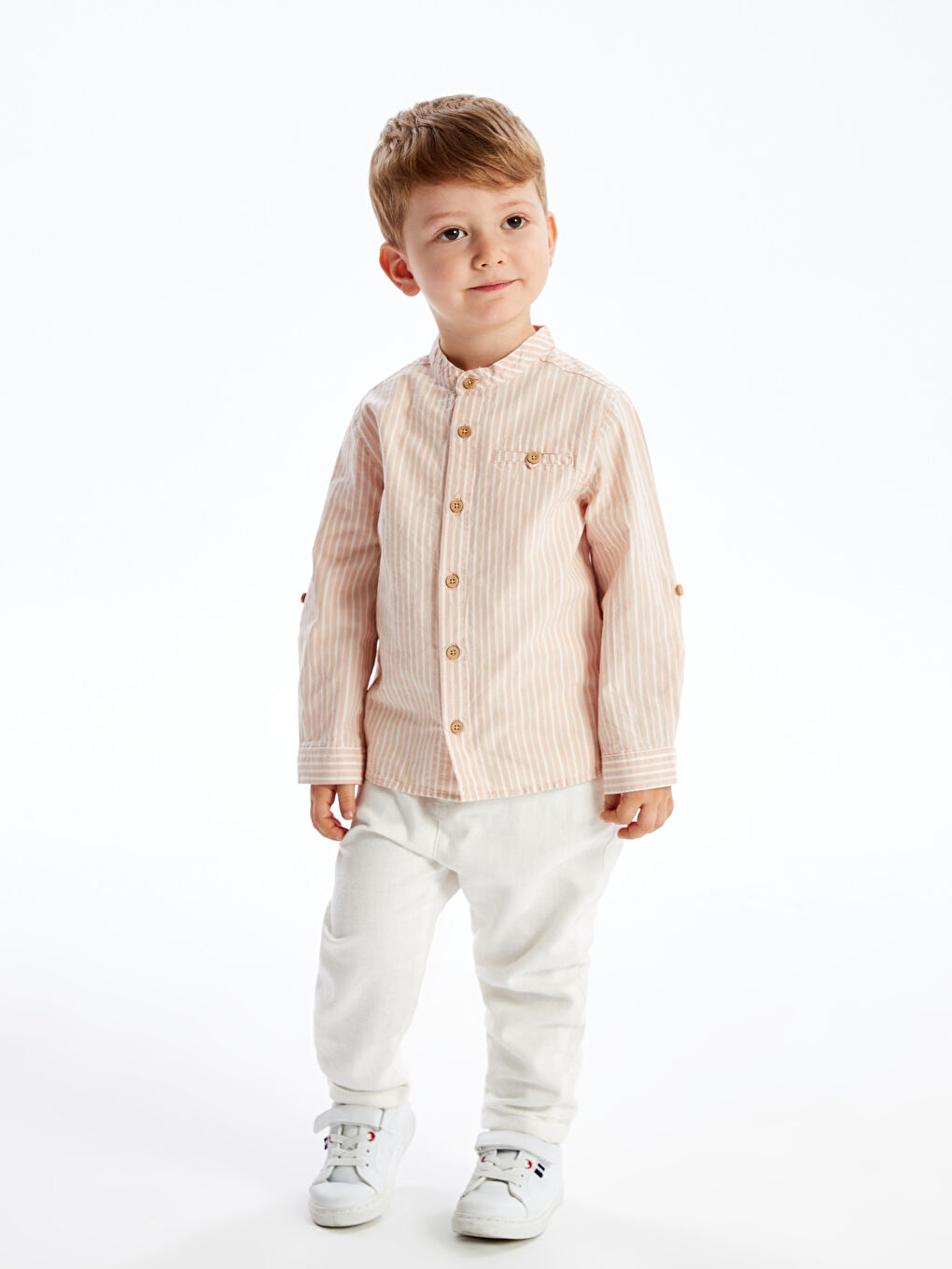 Grandad Collar Long Sleeve Striped Baby Boy Shirt -S44646Z1-LHJ