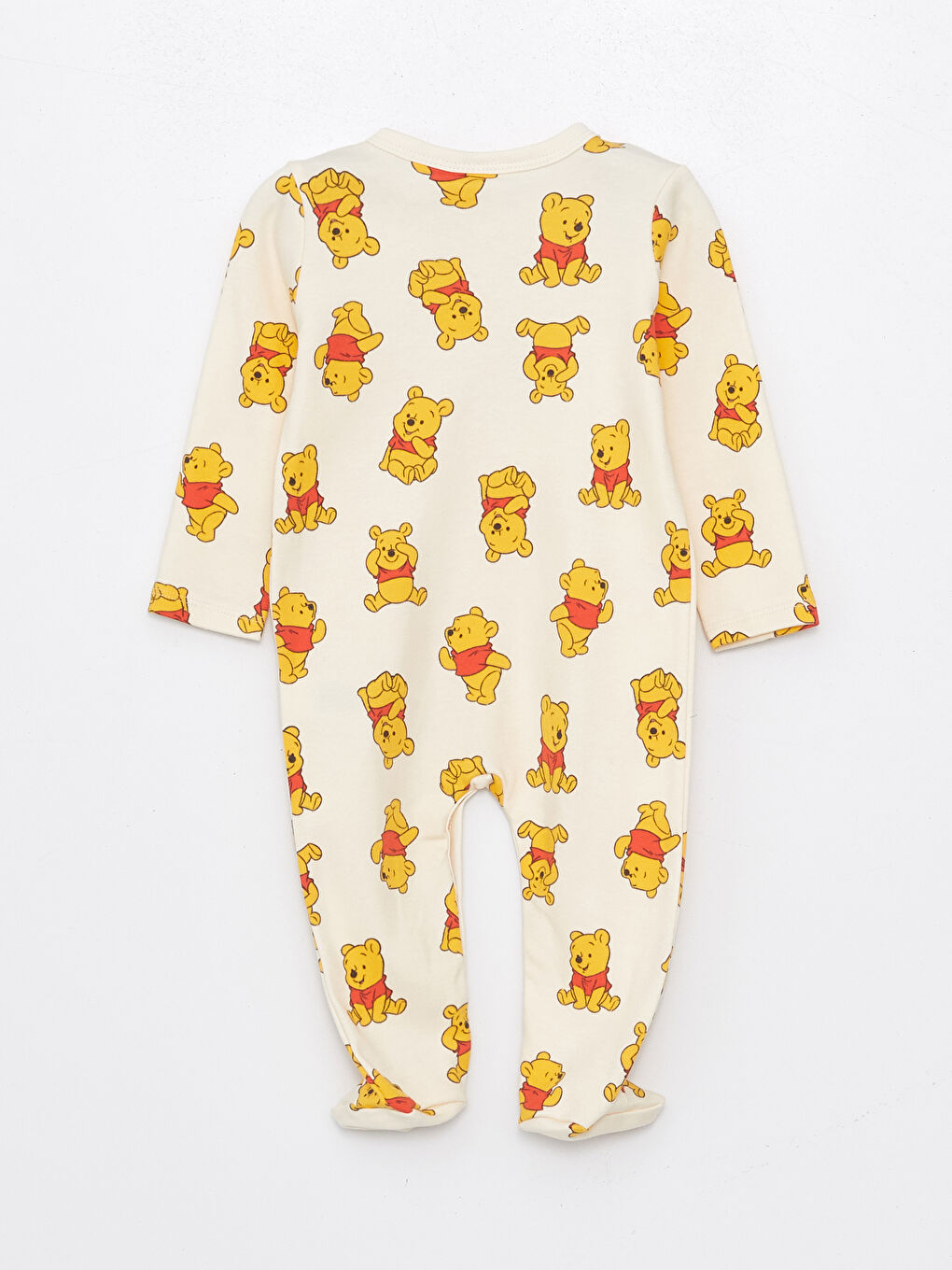 LCW baby Ekru Bisiklet Yaka Winnie the Pooh Baskılı Erkek Bebek Tulum - 1