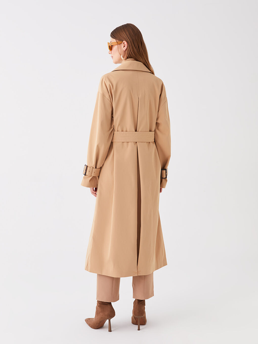 Women's Jacket Collar Plain Trench Coat -S44666Z8-VH1