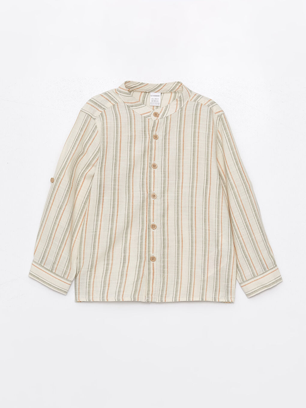 Yeşil Hakim Yaka Uzun Kollu Çizgili Erkek Bebek Gömlek