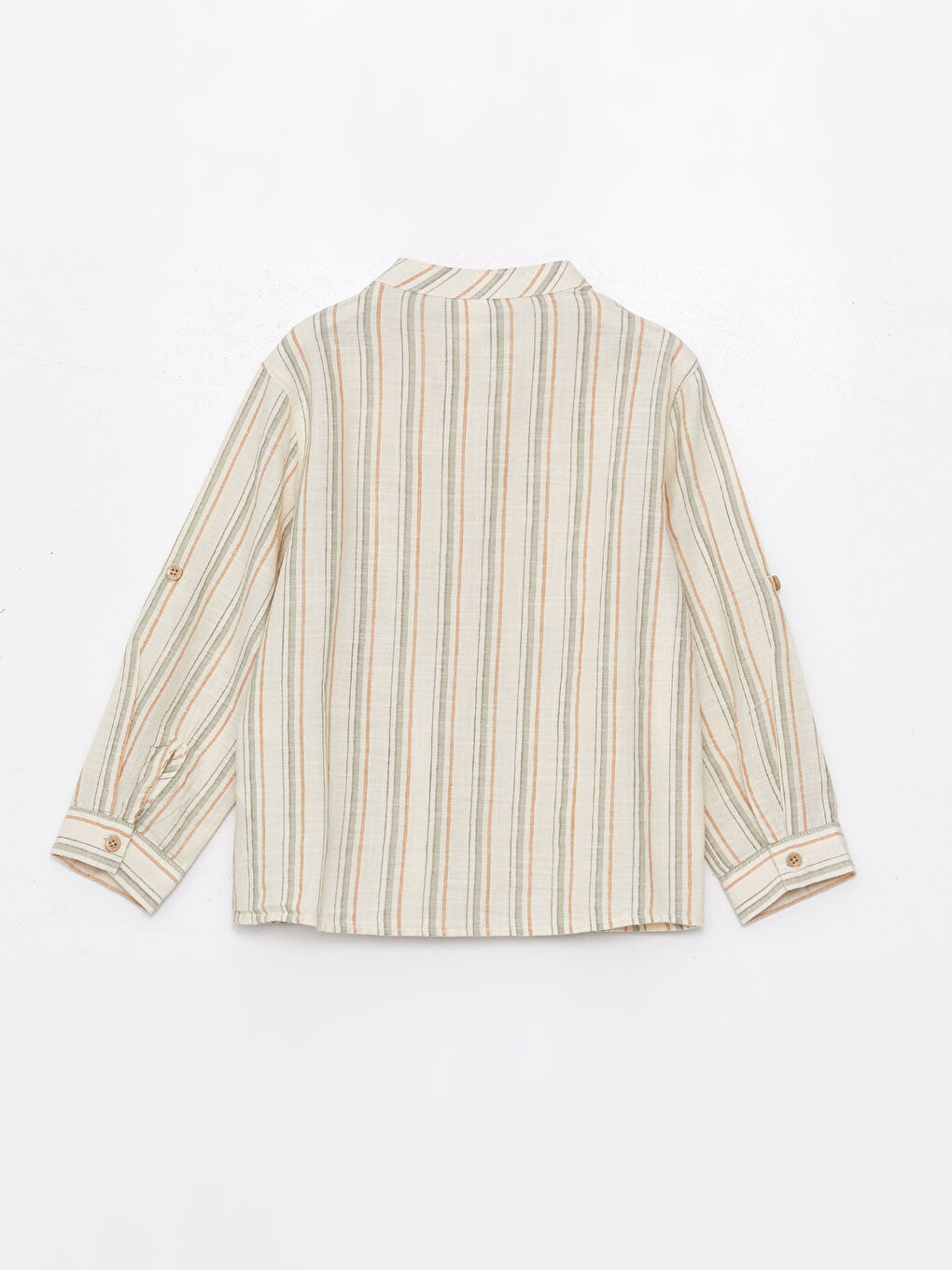 Yeşil Hakim Yaka Uzun Kollu Çizgili Erkek Bebek Gömlek-1