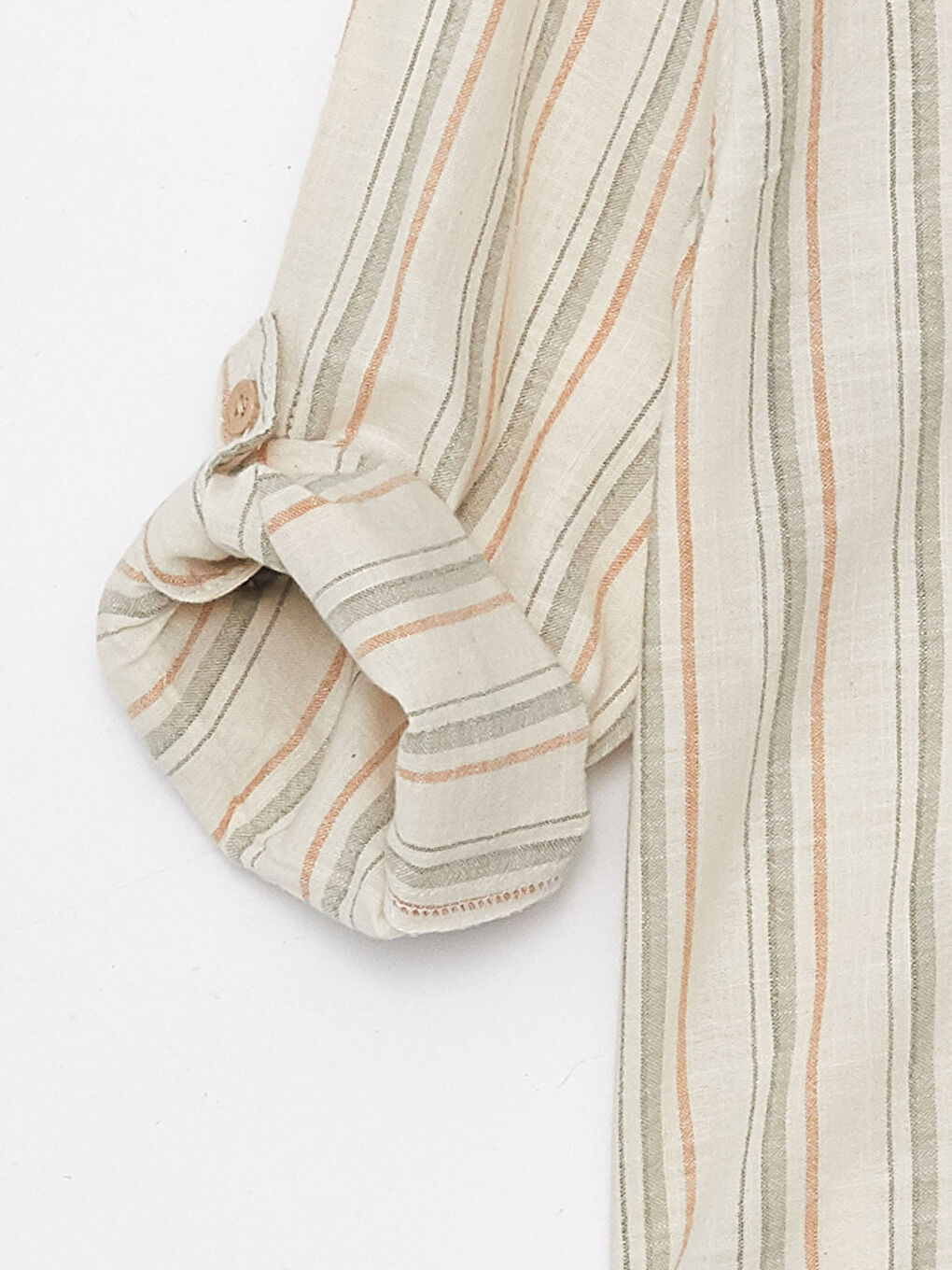 Yeşil Hakim Yaka Uzun Kollu Çizgili Erkek Bebek Gömlek-2