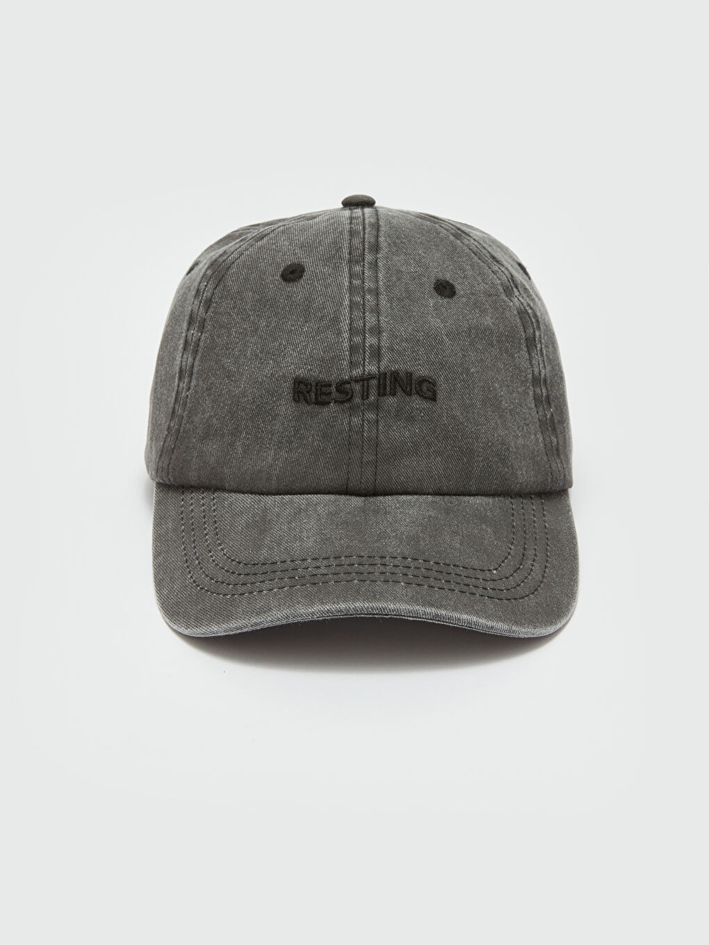 Antrasit Yazı Nakışlı Erkek Kep Şapka