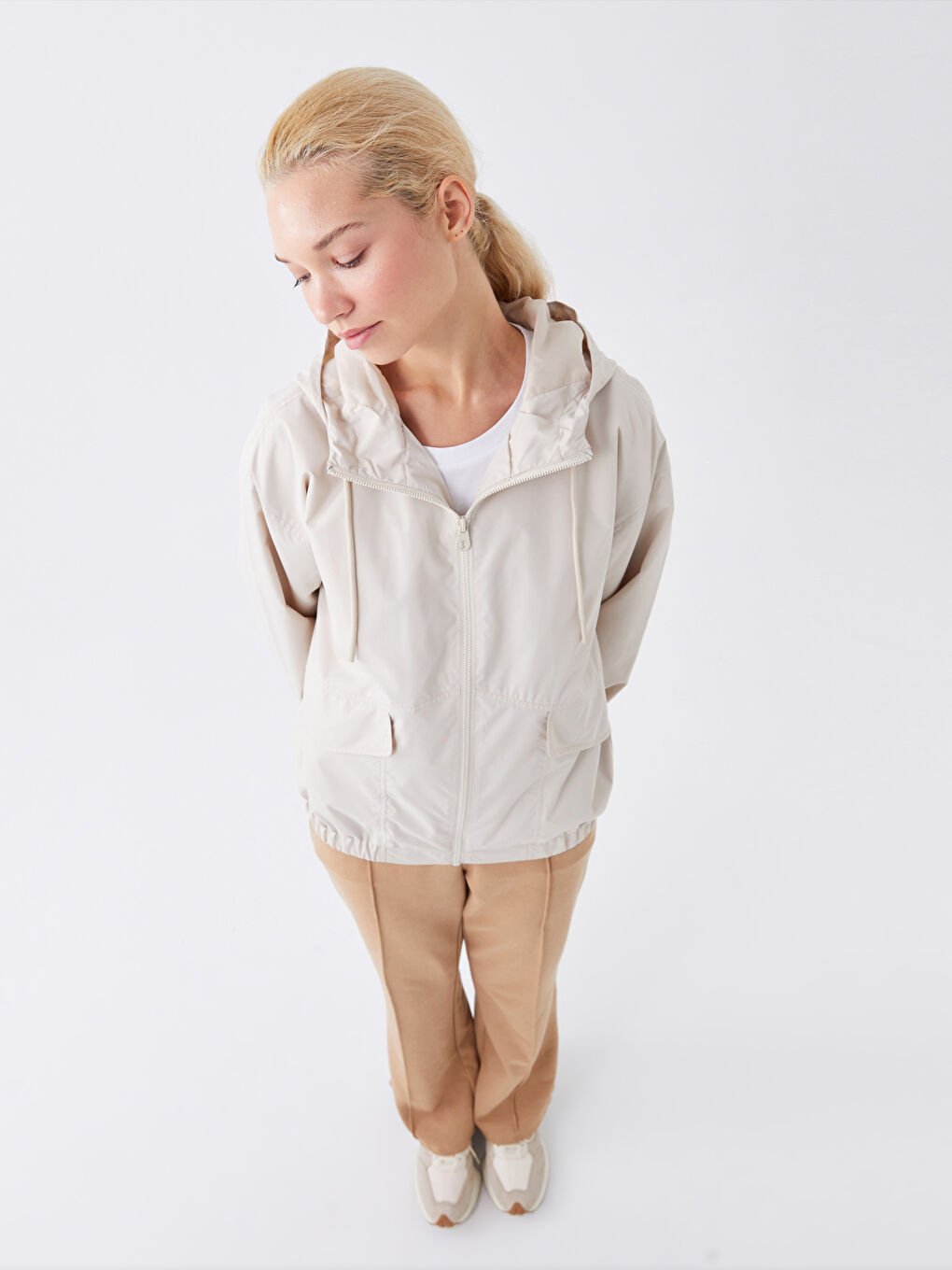 Hooded Plain Oversize Women's Raincoat-2