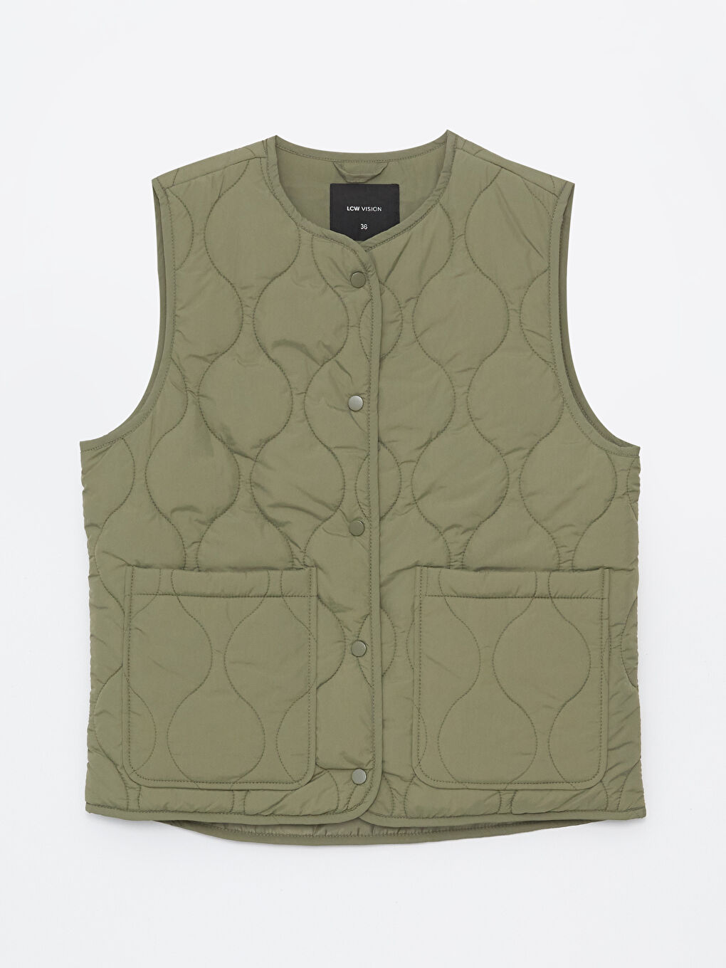 Doudoune Sans Manches Pour Femmes À Col Rond Et Motifs-6