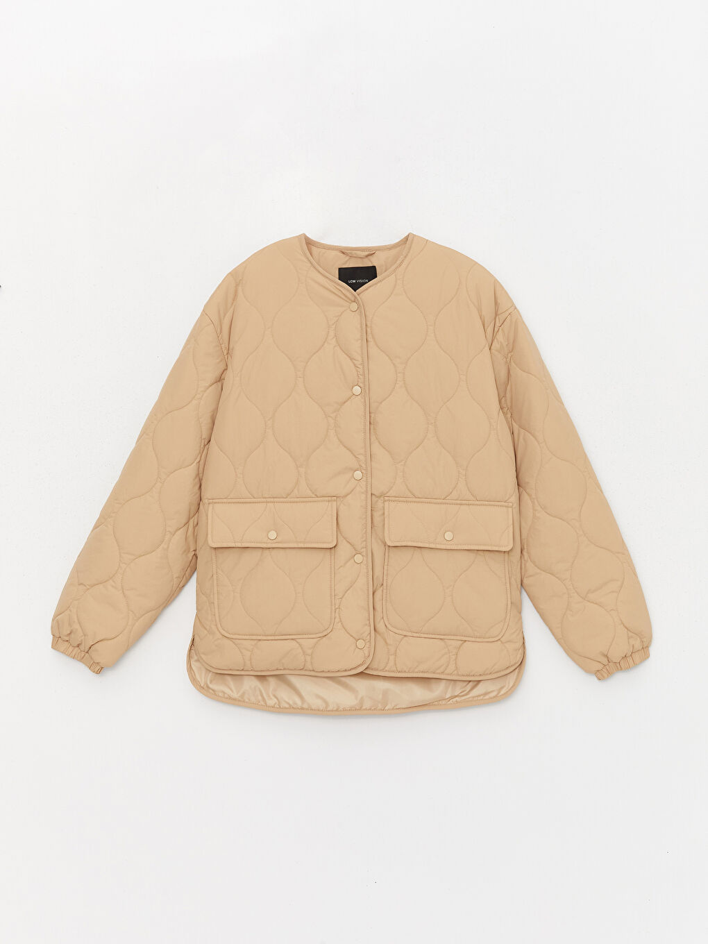 Geacă Matlasată cu guler rotund și model propriu pentru femei-6