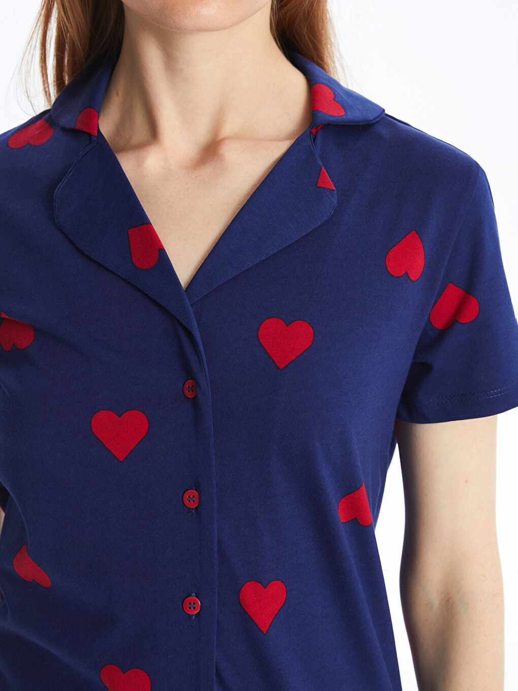 Shirt Collar Patterned Short Sleeve Women's Pyjama Set-2