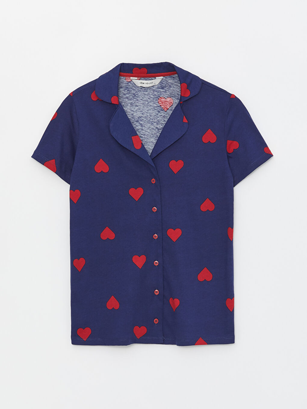 Shirt Collar Patterned Short Sleeve Women's Pyjama Set-5