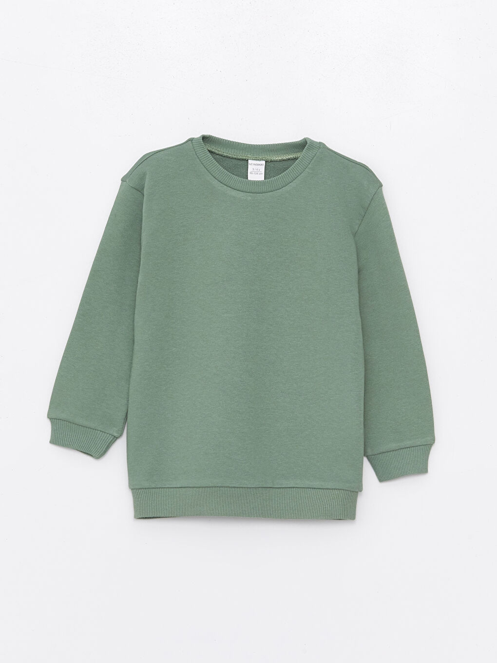 LCW baby Yeşil Bisiklet Yaka Uzun Kollu Erkek Bebek Sweatshirt