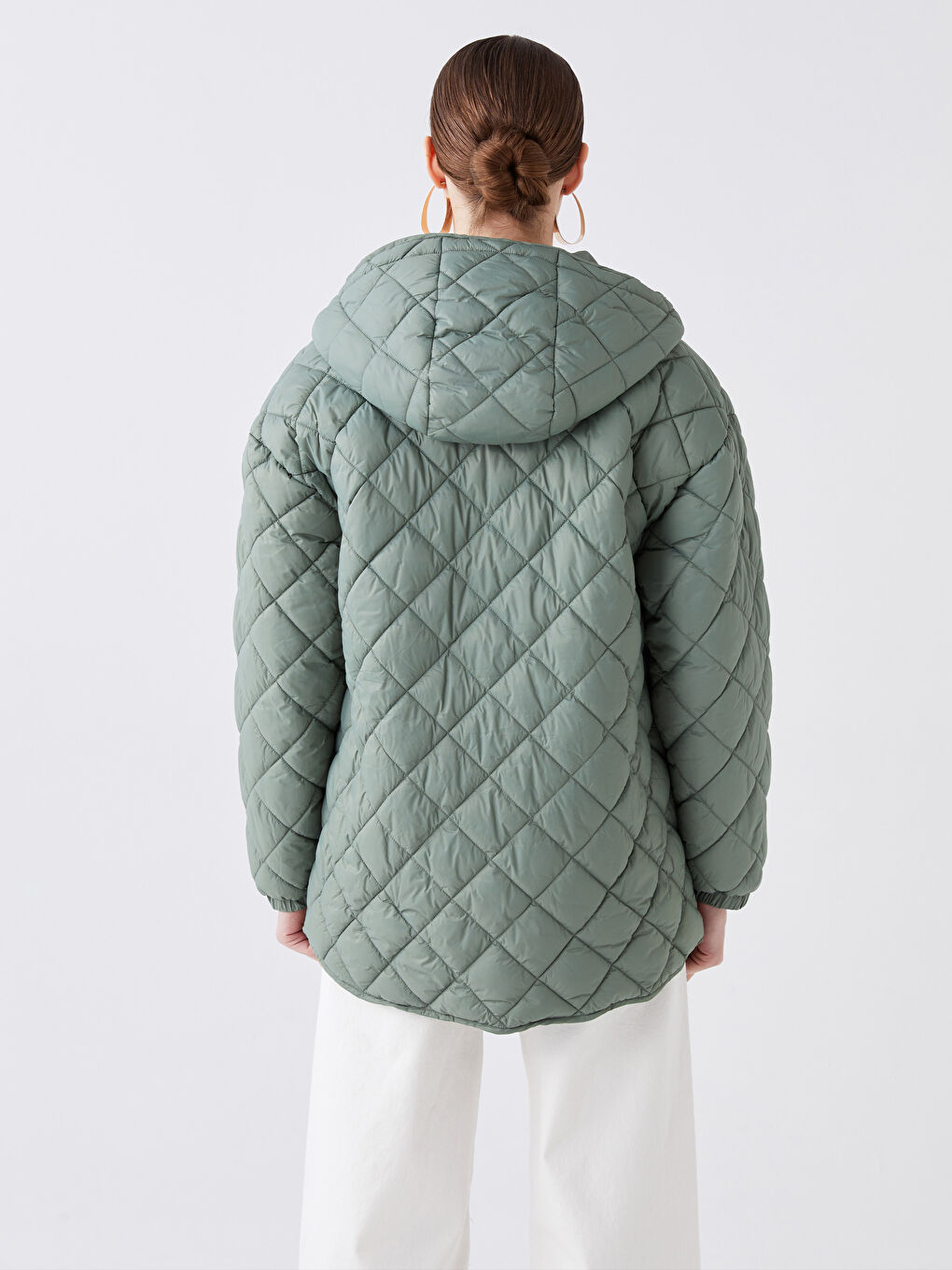 Hooded Quilted Oversize Women's Puffer Coat -S44901Z8-GN2