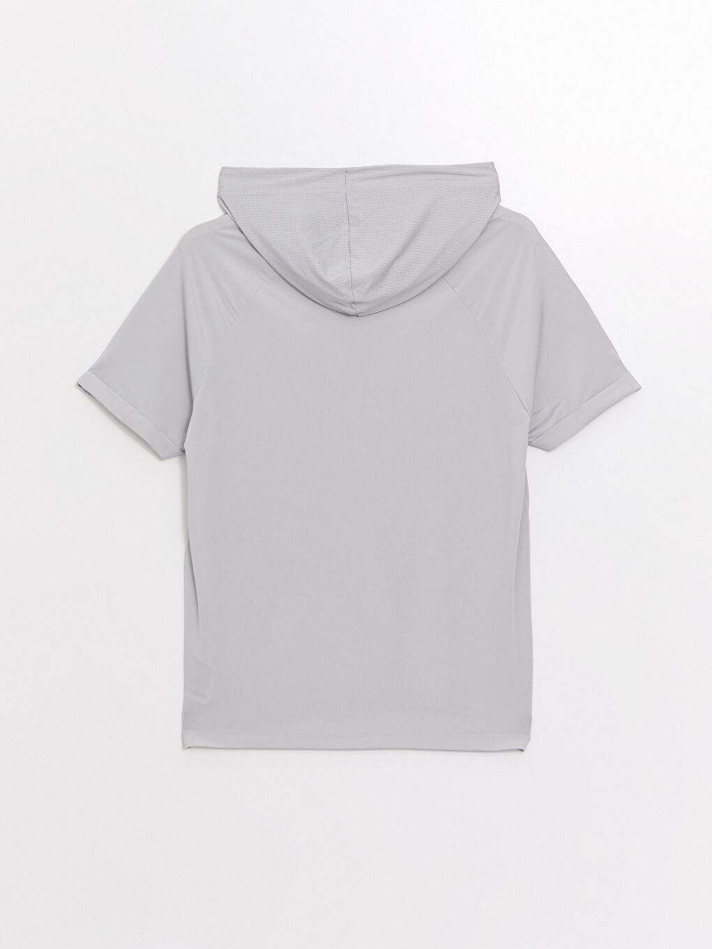 Gri DRY-TECH Kapüşonlu Kısa Kollu Erkek Spor Tişört-6