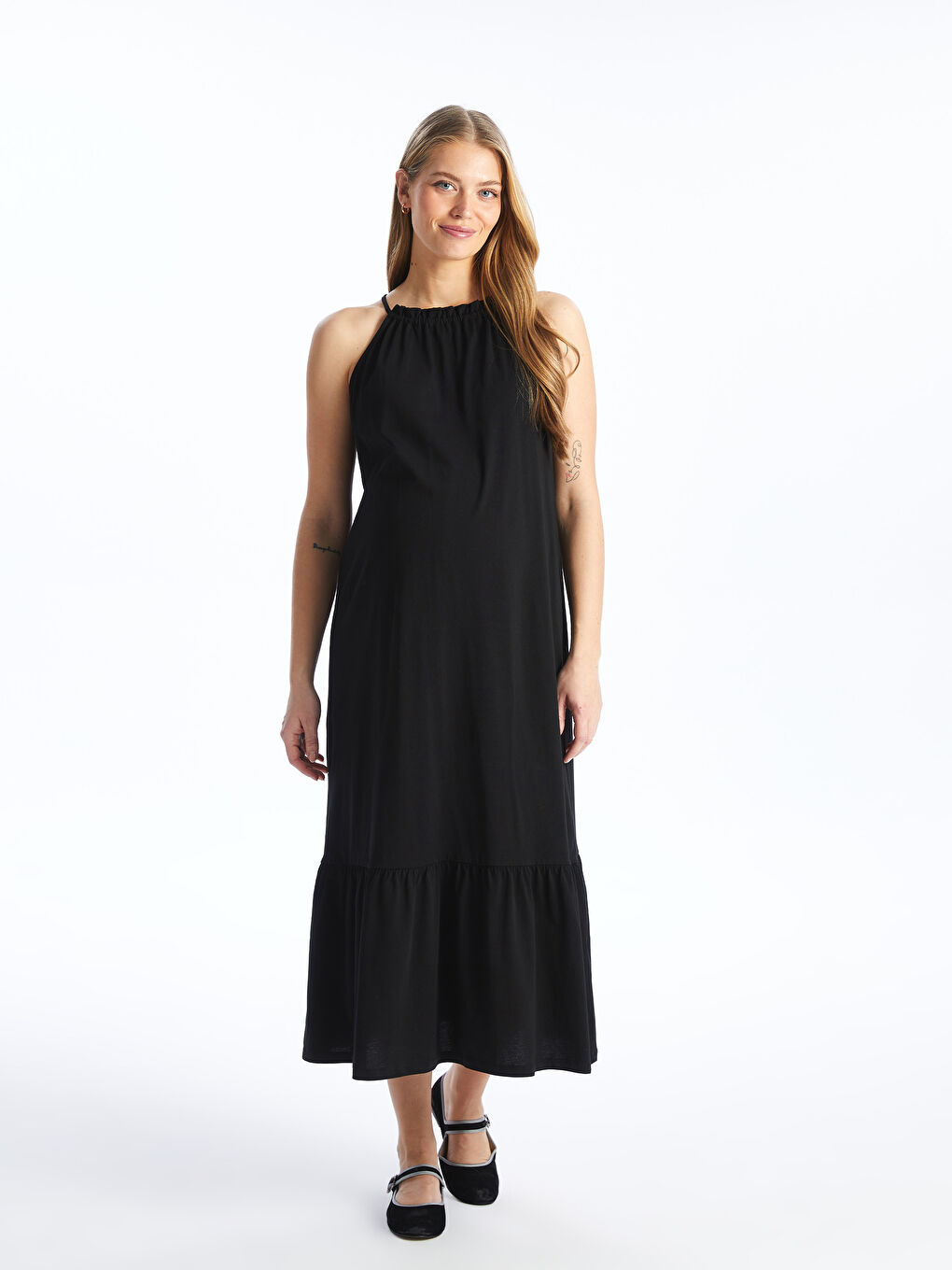 Crew Neck Plain Maternity Dress -S44980Z8-CVL