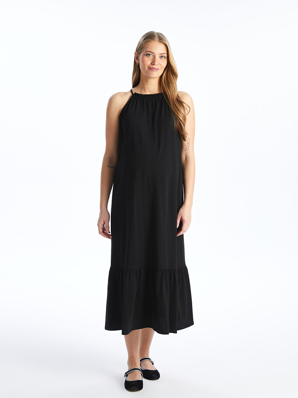 Crew Neck Plain Maternity Dress -S44980Z8-CVL