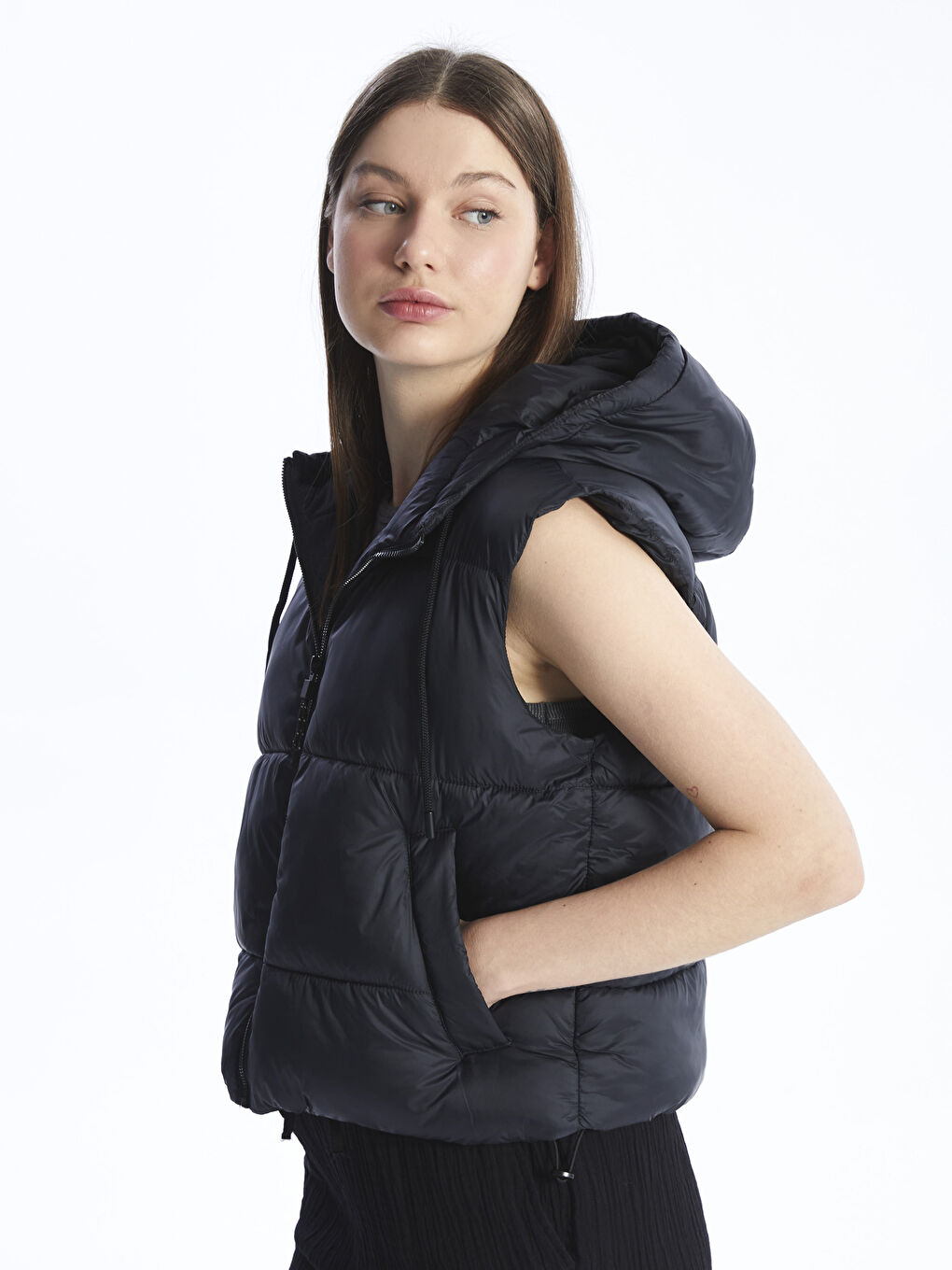 Women's Hooded Plain Puffer Gilet