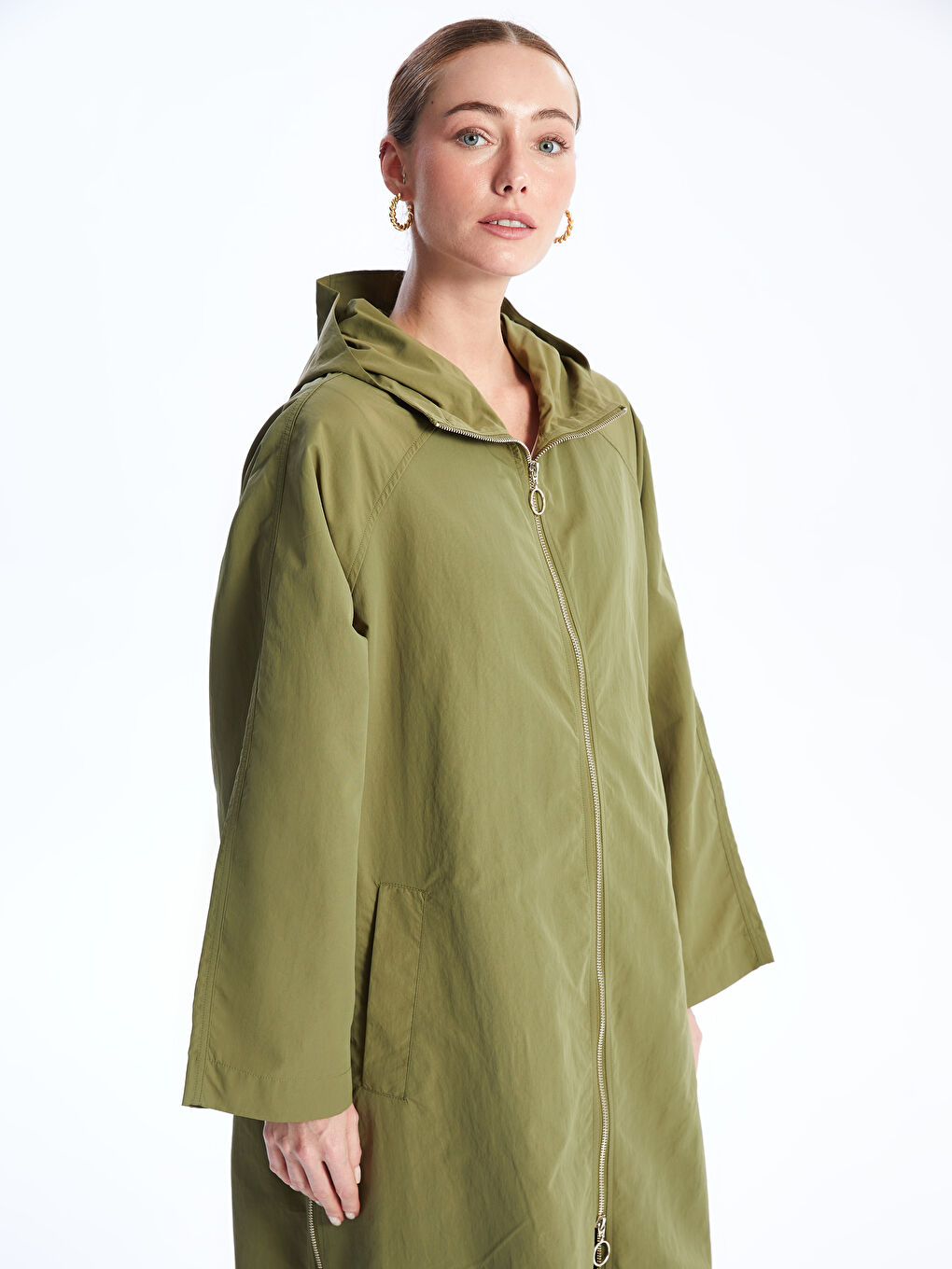 Hooded Plain Oversize Women's Trench Coat -S45026Z8-PX1