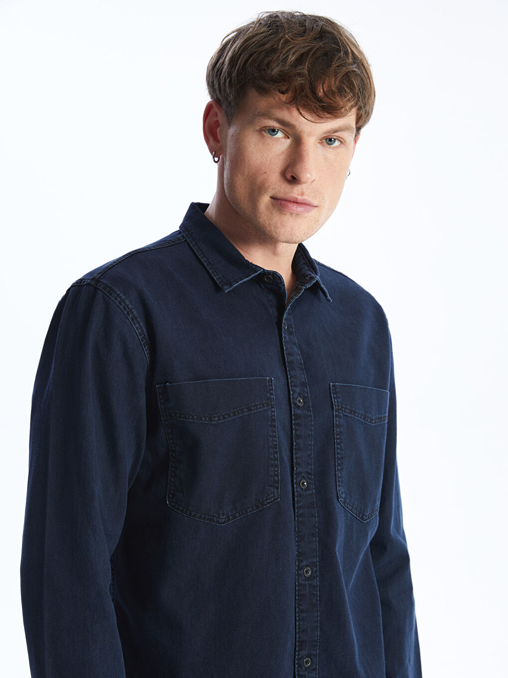 Slim Fit Long Sleeve Men Jean Shirt -S45044Z8-309