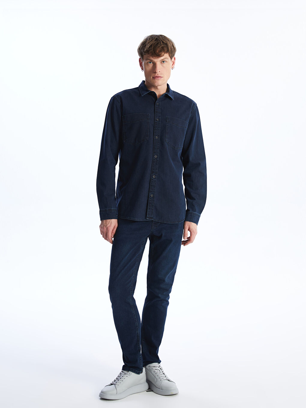 Slim Fit Long Sleeve Men Jean Shirt -S45044Z8-309