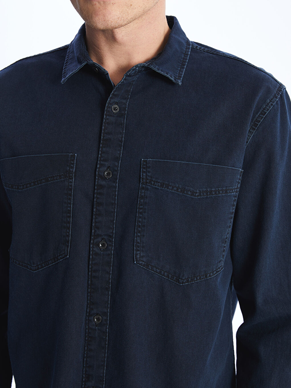 Slim Fit Long Sleeve Men Jean Shirt -S45044Z8-309
