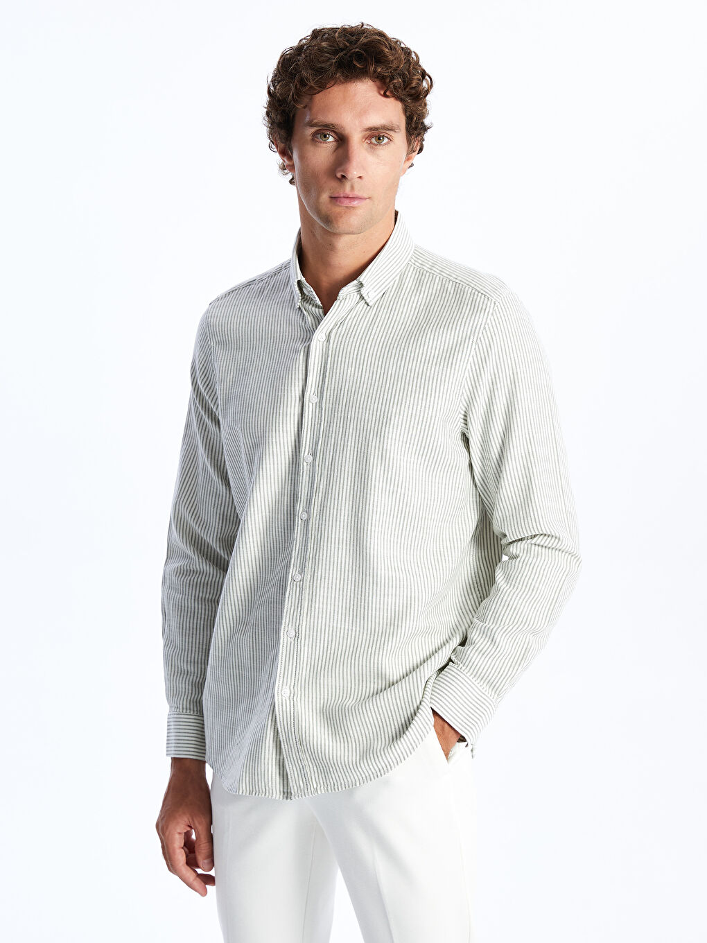 Regular Fit Long Sleeve Striped Men's Shirt -S45046Z8-LGE