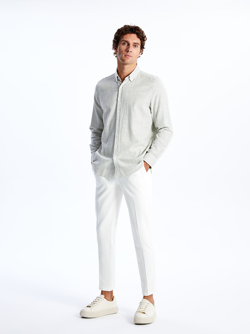 Regular Fit Long Sleeve Striped Men's Shirt -S45046Z8-LGE