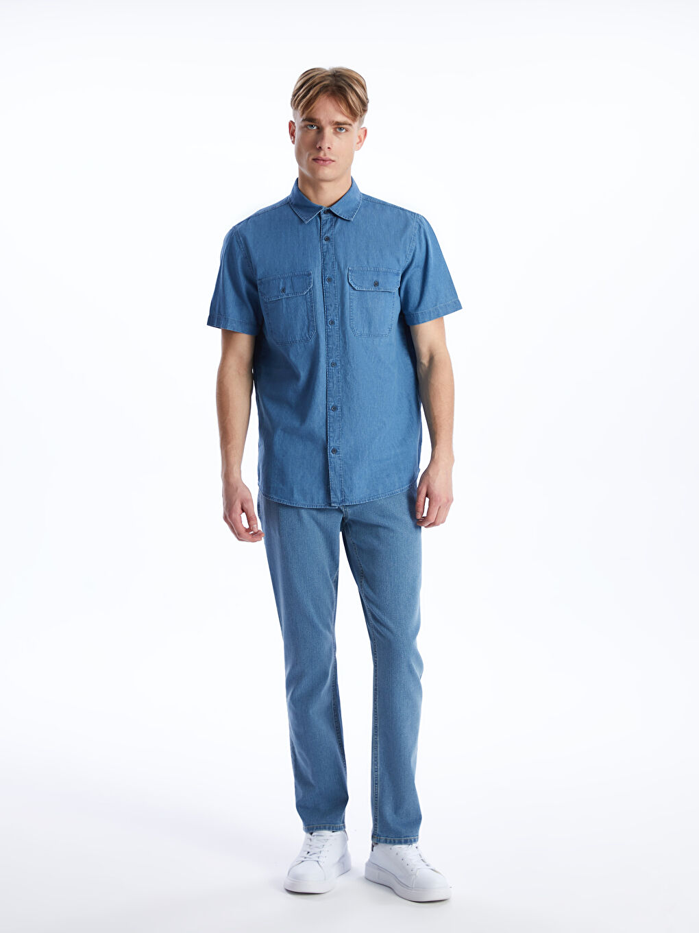LCW Jeans Indigo Regular Fit Kısa Kollu Erkek Jean Gömlek - 2