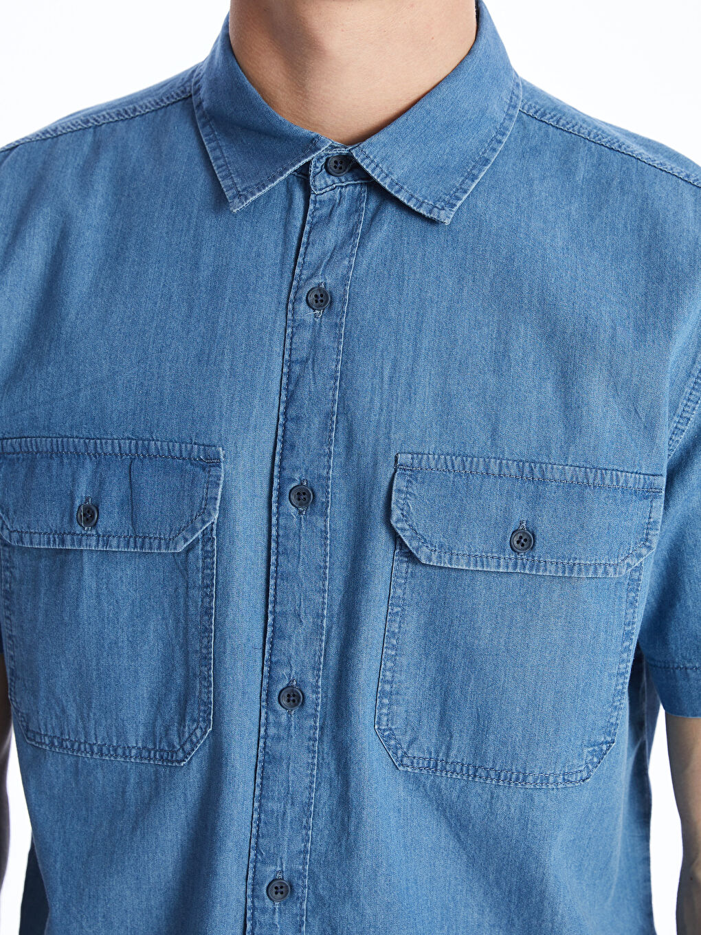 LCW Jeans Indigo Regular Fit Kısa Kollu Erkek Jean Gömlek - 3