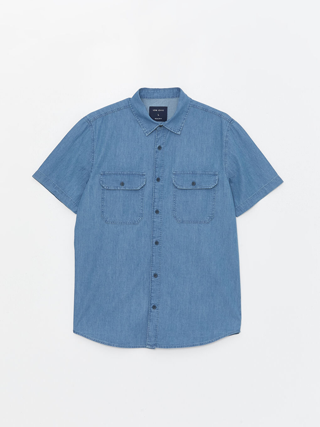 LCW Jeans Indigo Regular Fit Kısa Kollu Erkek Jean Gömlek - 5