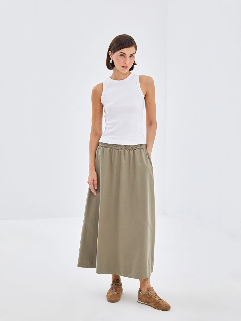 Women's Elastic Waist Regular Skirt -S45085Z8-QYY