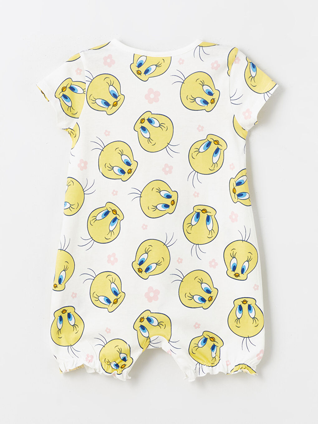 Ekru Bisiklet Yaka Tweety Baskılı Kız Bebek Tulum-1