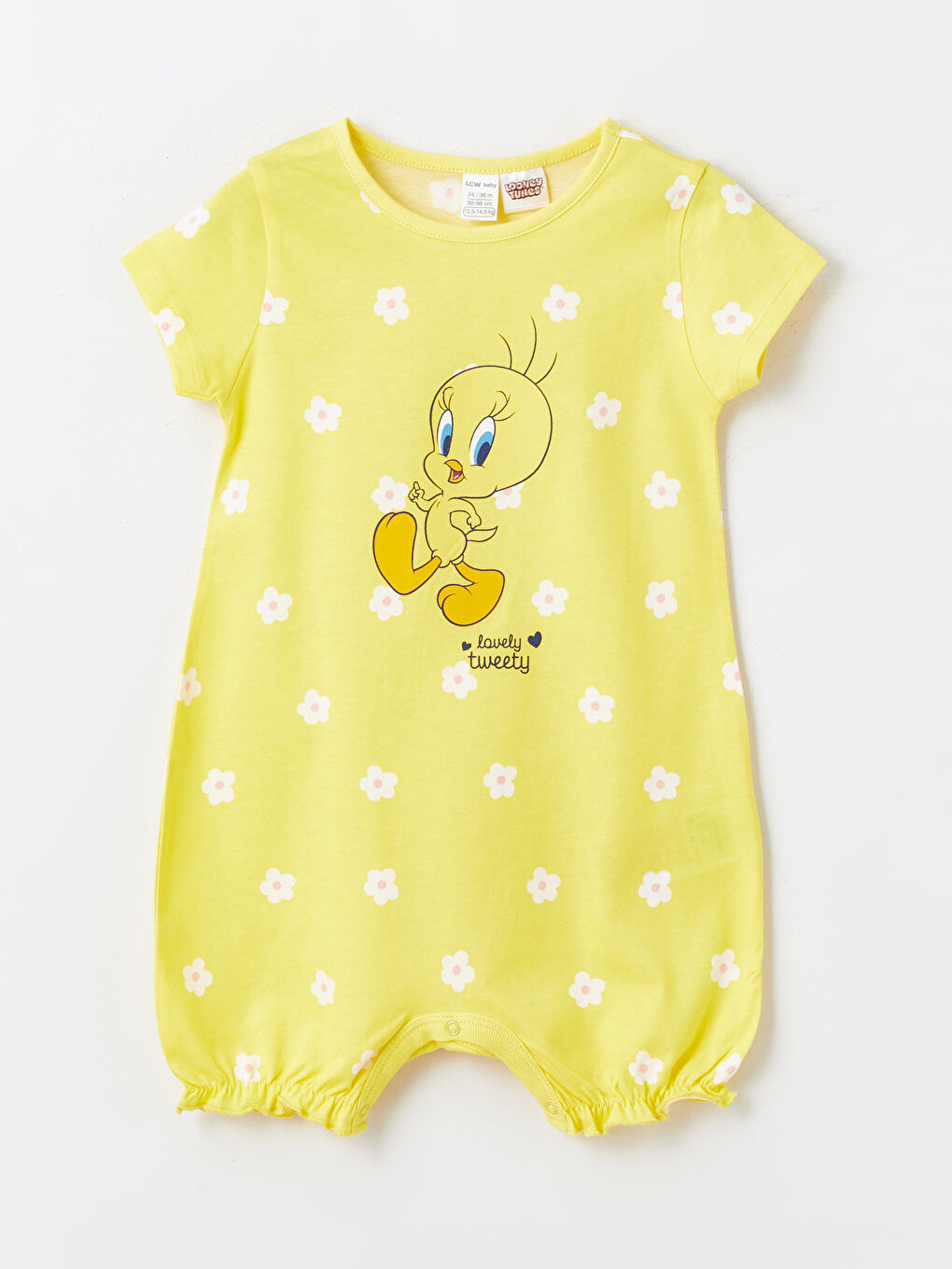 Sarı Bisiklet Yaka Tweety Baskılı Kız Bebek Tulum-2