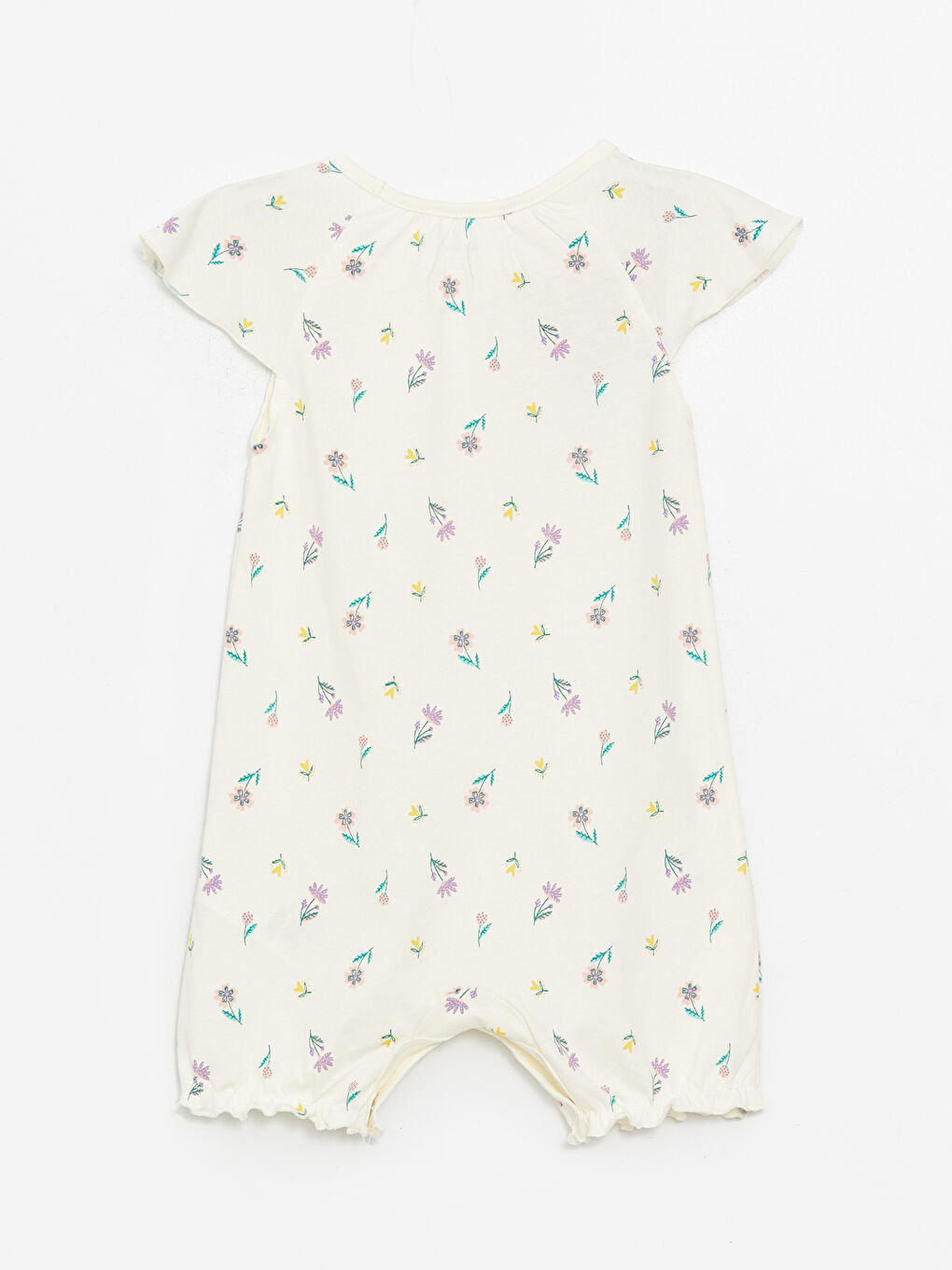 Sarı Bisiklet Yaka Kısa Kollu Baskılı Pamuklu Kız Bebek Tulum 2'li-4