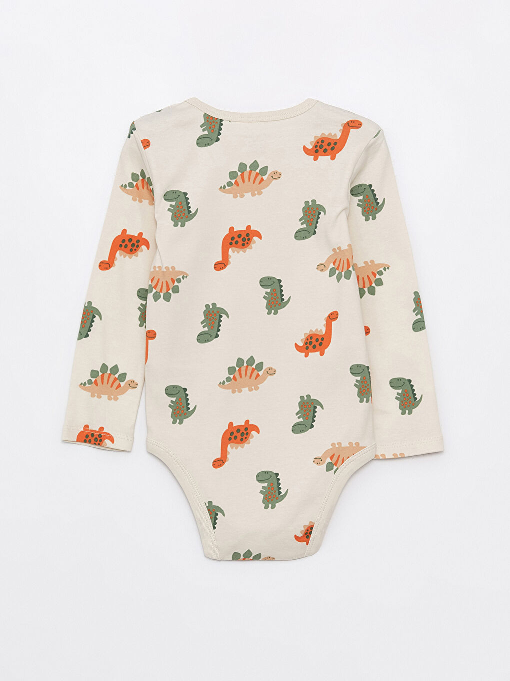 Ekru Bisiklet Yaka Uzun Kollu Baskılı Erkek Bebek Çıtçıtlı Body-1