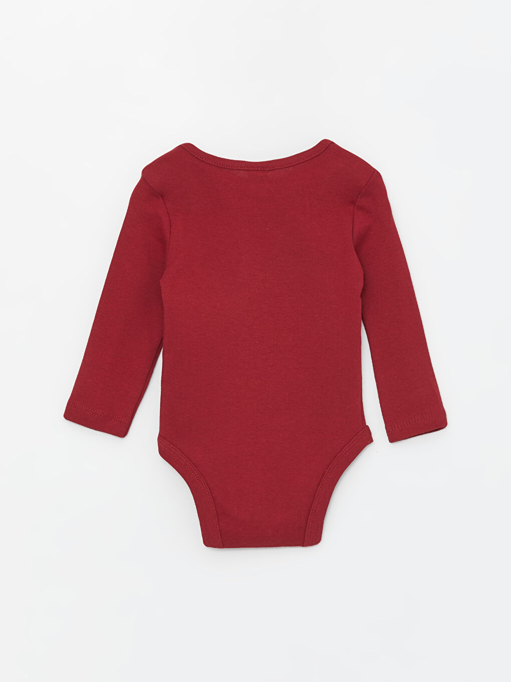 Bordo Bisiklet Yaka Uzun Kollu Basic Erkek Bebek Çıtçıtlı Bodysuit-1