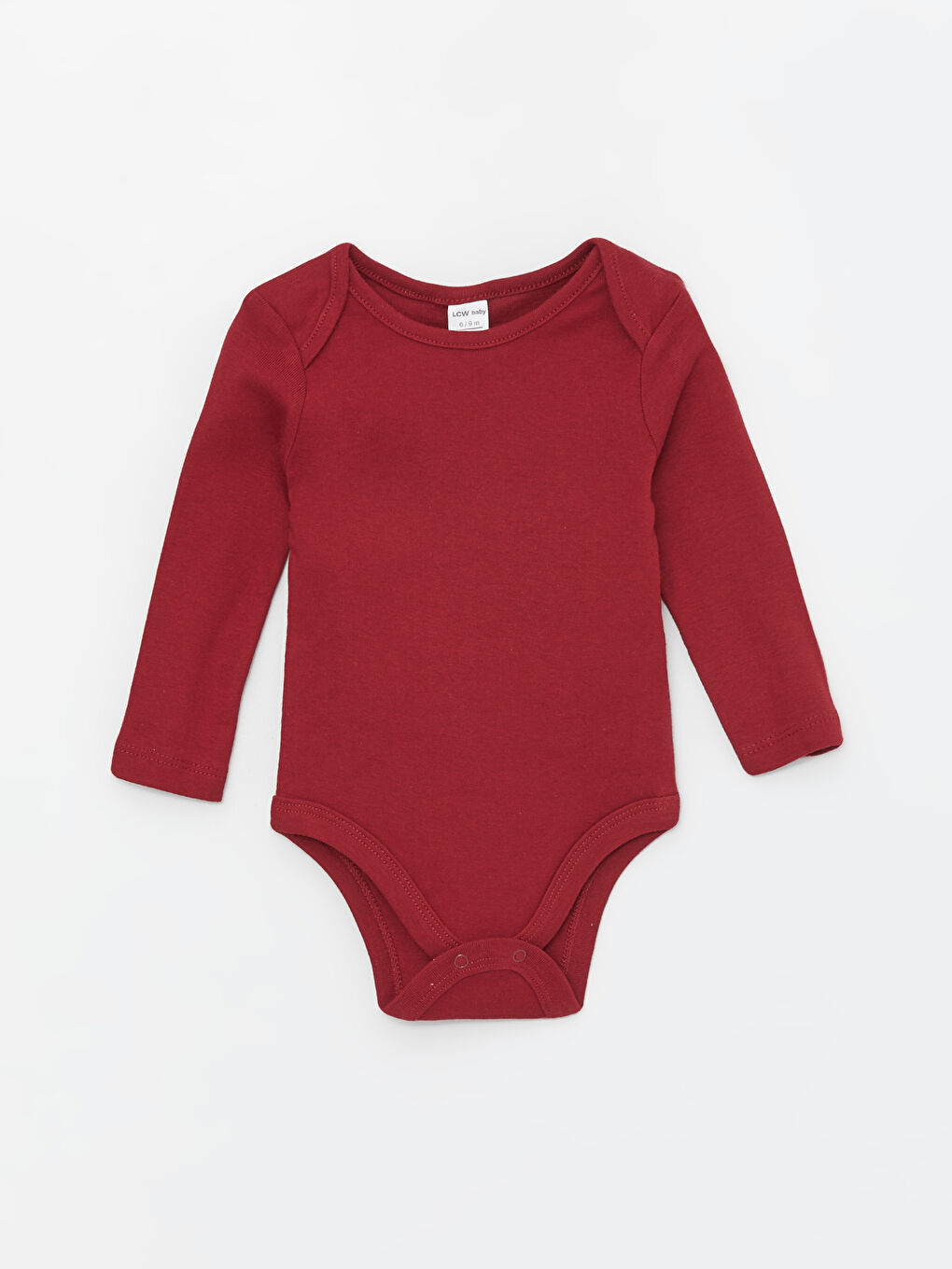 LCW baby Bordo Bisiklet Yaka Uzun Kollu Basic Erkek Bebek Çıtçıtlı Body 2'li - 2