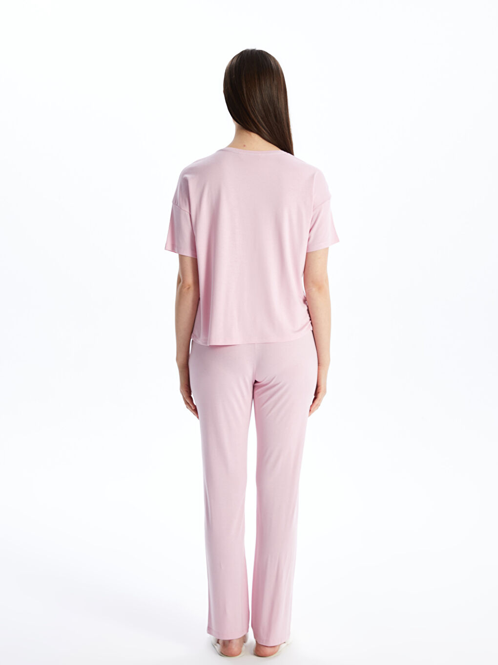 Crew Neck Printed Short Sleeve Women's Pajama Set -S45145Z8-G2L