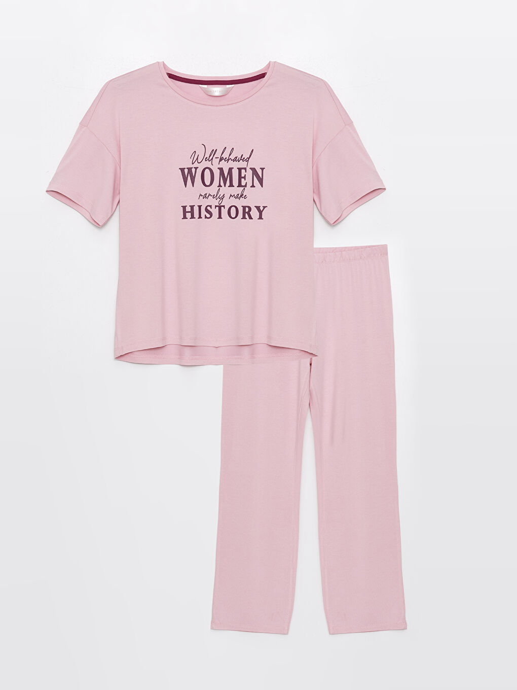 Crew Neck Printed Short Sleeve Women's Pajama Set -S45145Z8-G2L