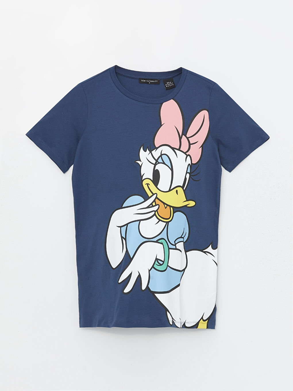 LCWAIKIKI Maternity İndigo Bisiklet Yaka Daisy Duck Baskılı Kısa Kollu Hamile Tişört - 5