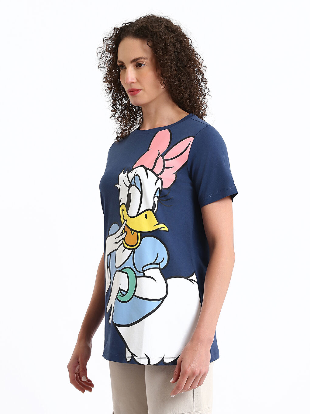 Tricou gravide cu mânecă scurtă, imprimat Daisy Duck, guler rotund-5