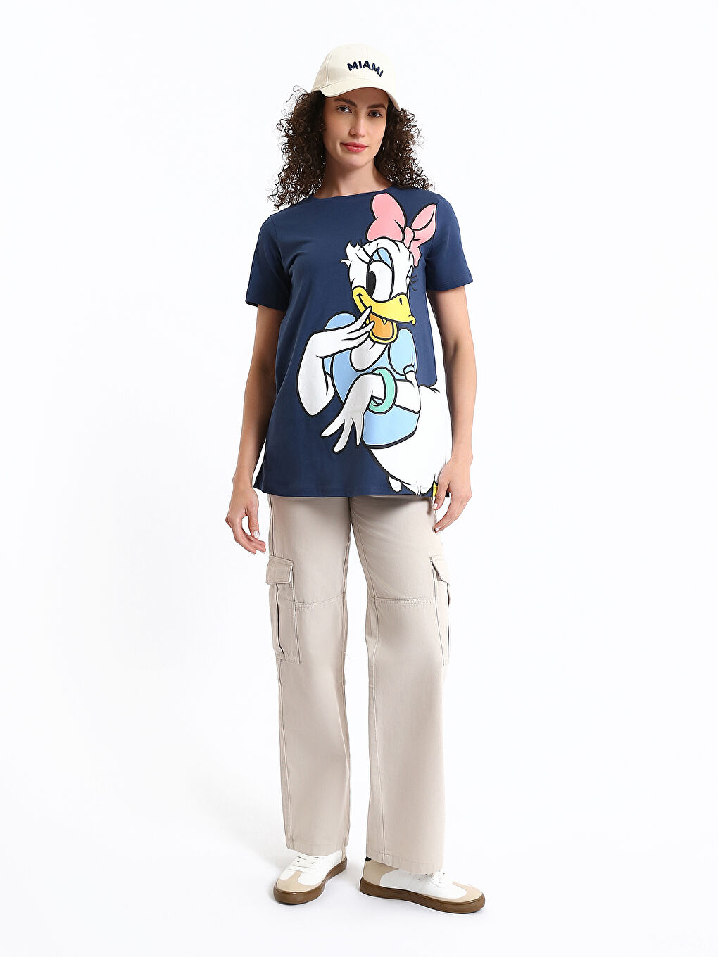 Tricou gravide cu mânecă scurtă, imprimat Daisy Duck, guler rotund-2