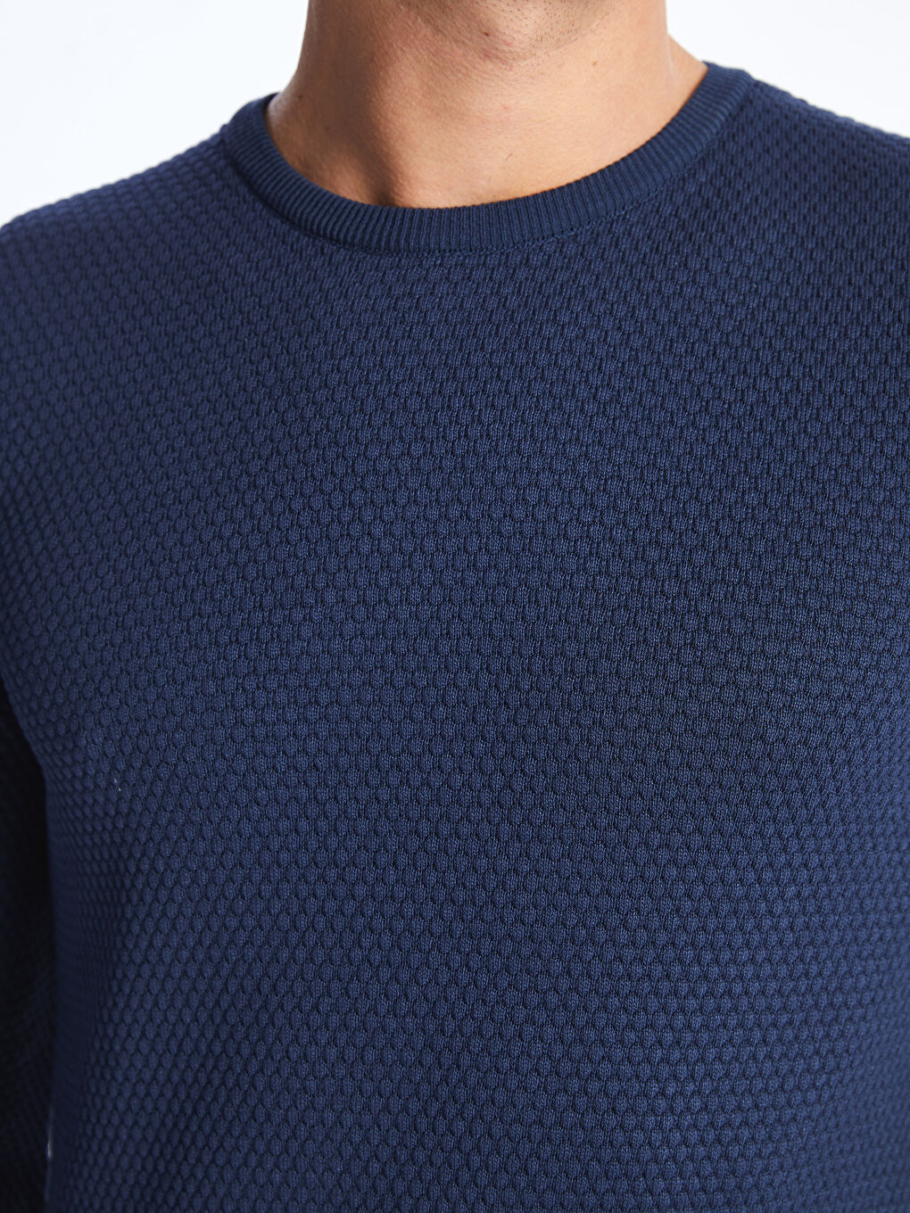 Crew Neck Long Sleeve Men's Tricot Sweater -S45298Z8-QP8