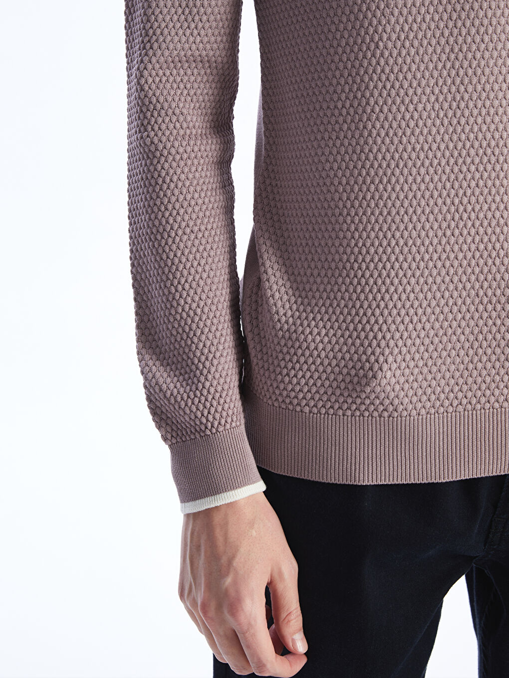Crew Neck Long Sleeve Men's Tricot Sweater -S45298Z8-QRK