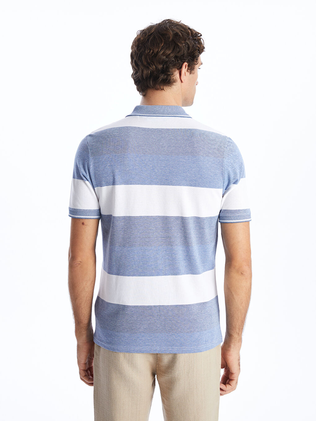 Polo Neck Short Sleeve Color Block Pique Men's T-Shirt -S45314Z8-LEN