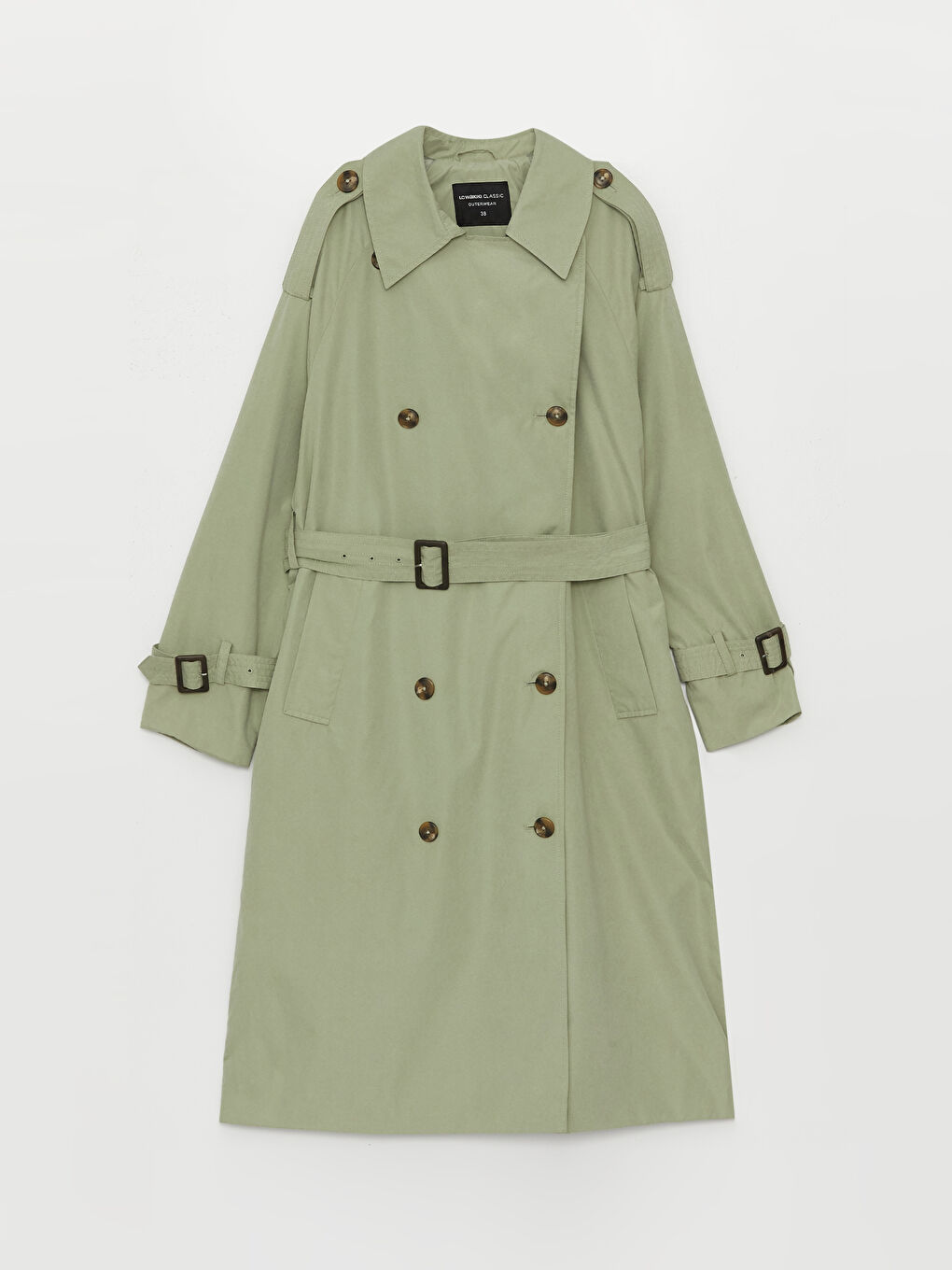 Women's Jacket Collar Plain Trench Coat -S45320Z8-GGY