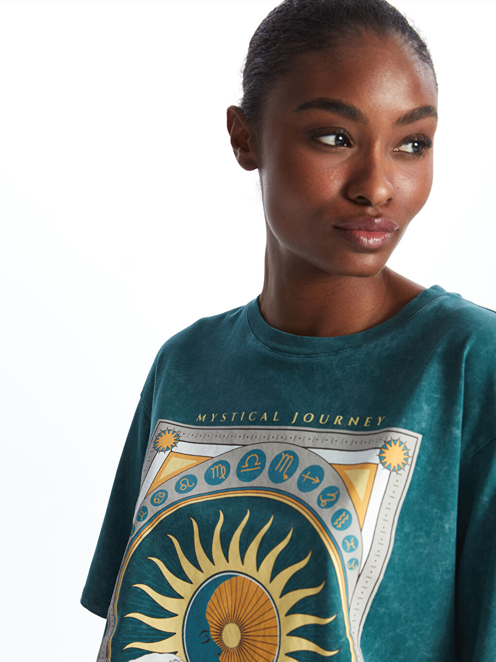 Crew Neck Printed Short Sleeve Oversized T-Shirt -S45325Z8-M97